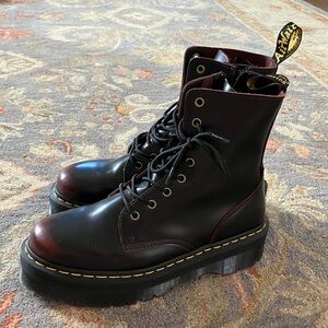 Dr. Martens Women's Burgundy and Black Combat Boots